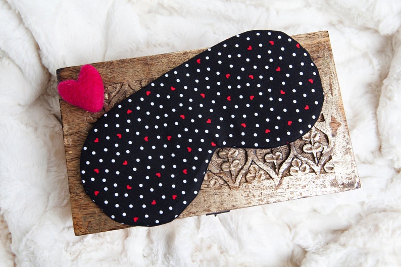 Black Heart Sleeping Mask, Valentines Gift for Her, Gift under 25, Sleep Mask, Blindfold image 10