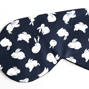 Bunny Sleep Mask, Rabbit Sleeping Mask, Navy Blindfold, New Mom Gift, Travel Eye Mask, Soft image 1