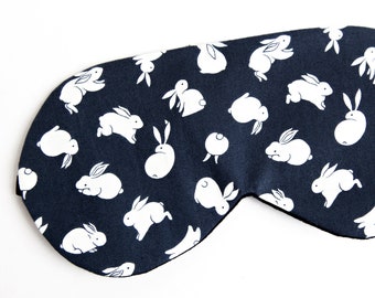 Bunny Sleep Mask, Rabbit Sleeping Mask, Navy Blindfold, New Mom Gift, Travel Eye Mask, Soft