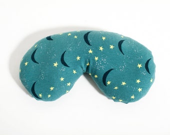 Moon Stars Eye Pillow, Yoga Pillow, Mindful, Self Care Gift, Yoga Meditation Gift, Teal, Headache Relief