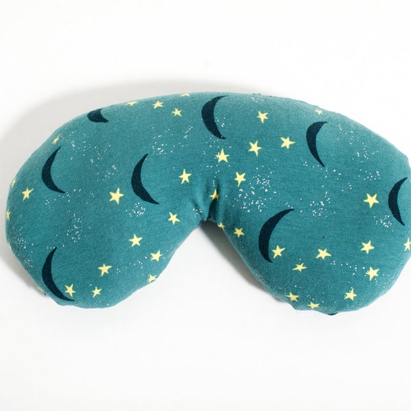 Moon Stars Eye Pillow, Yoga Pillow, Mindful, Self Care Gift, Yoga Meditation Gift, Teal, Headache Relief