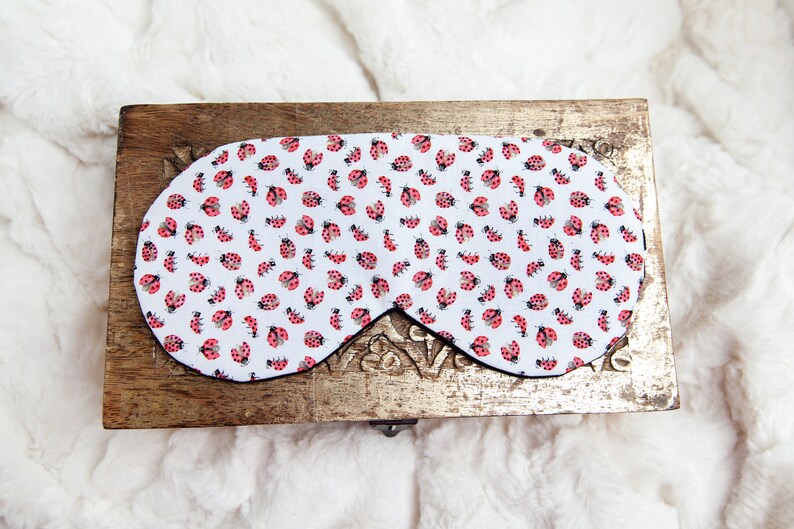 Lady Bug Sleep Mask, Gift for Garden, Self Care Gift, Sleeping Mask for mom image 1