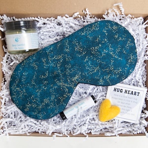 Sleep Mask Gift Set, Custom Gift Box, Bedtime Gift Set, Lavender Sleep Gift Box, Sleep Mask Set, Self Care Gift Box Set image 1