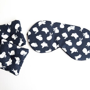 Bunny Sleep Mask, Rabbit Sleeping Mask, Navy Blindfold, New Mom Gift, Travel Eye Mask, Soft image 2