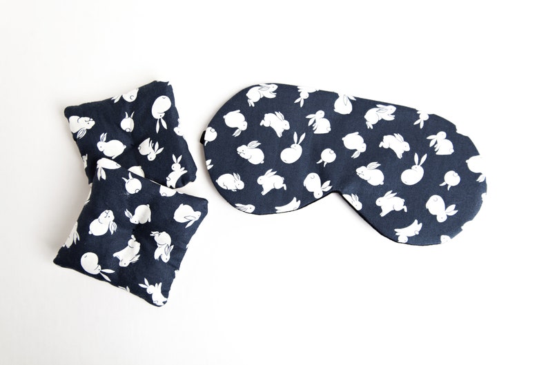 Travel Eye Mask New Mom Gift Rabbit Sleeping Mask Navy Blindfold Bunny Sleep Mask Soft