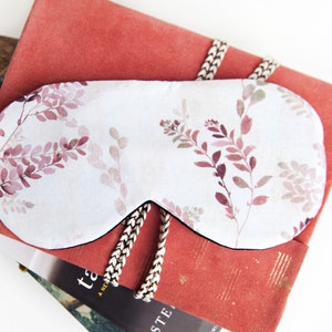 Pink Floral Sleep Mask, , Cotton Sleep Mask, Bridal Eye Mask, Travel Mask, Blindfold