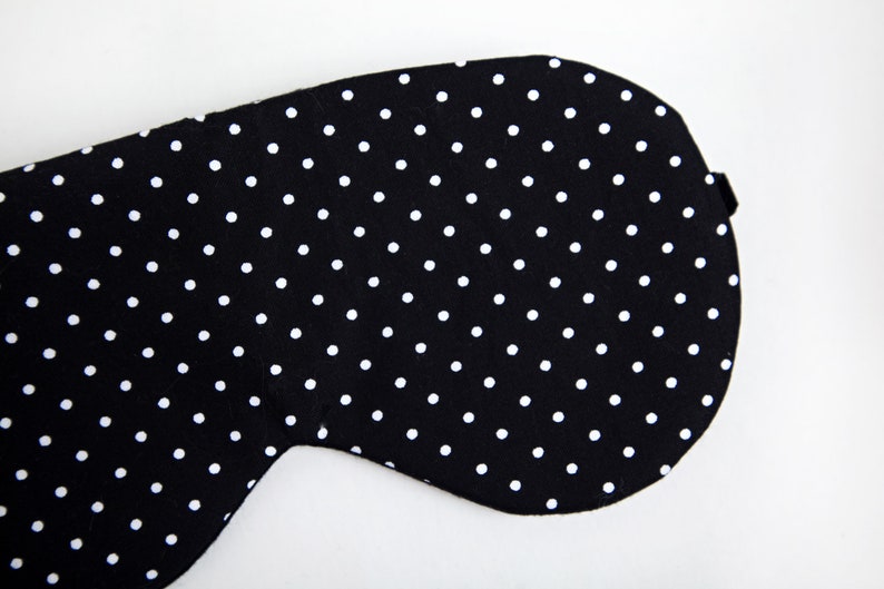 Polka Dot Sleep Mask, Wedding Sleep Mask, Cotton Sleep Mask Set, Eye Mask, Travel Mask, Blindfold, Black White, Pin Dot image 3