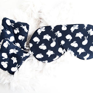 Bunny Sleep Mask, Rabbit Sleeping Mask, Navy Blindfold, New Mom Gift, Travel Eye Mask, Soft image 6