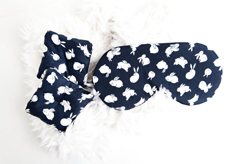 Bunny Sleep Mask, Rabbit Sleeping Mask, Navy Blindfold, New Mom Gift, Travel Eye Mask, Soft image 6