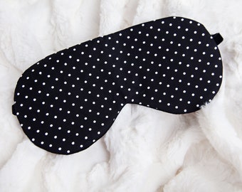 Polka Dot Sleep Mask, Wedding Sleep Mask, Cotton Sleep Mask Set, Eye Mask, Travel Mask, Blindfold, Black White, Pin Dot