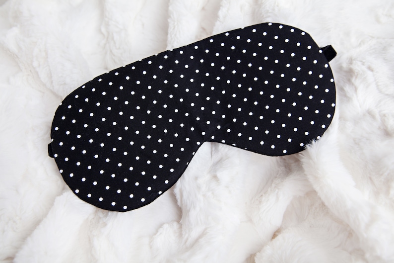 Polka Dot Sleep Mask, Wedding Sleep Mask, Cotton Sleep Mask Set, Eye Mask, Travel Mask, Blindfold, Black White, Pin Dot image 1