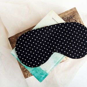 Polka Dot Sleep Mask, Wedding Sleep Mask, Cotton Sleep Mask Set, Eye Mask, Travel Mask, Blindfold, Black White, Pin Dot image 5