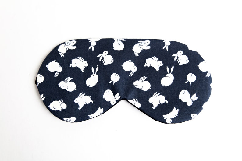 Bunny Sleep Mask, Rabbit Sleeping Mask, Navy Blindfold, New Mom Gift, Travel Eye Mask, Soft image 8