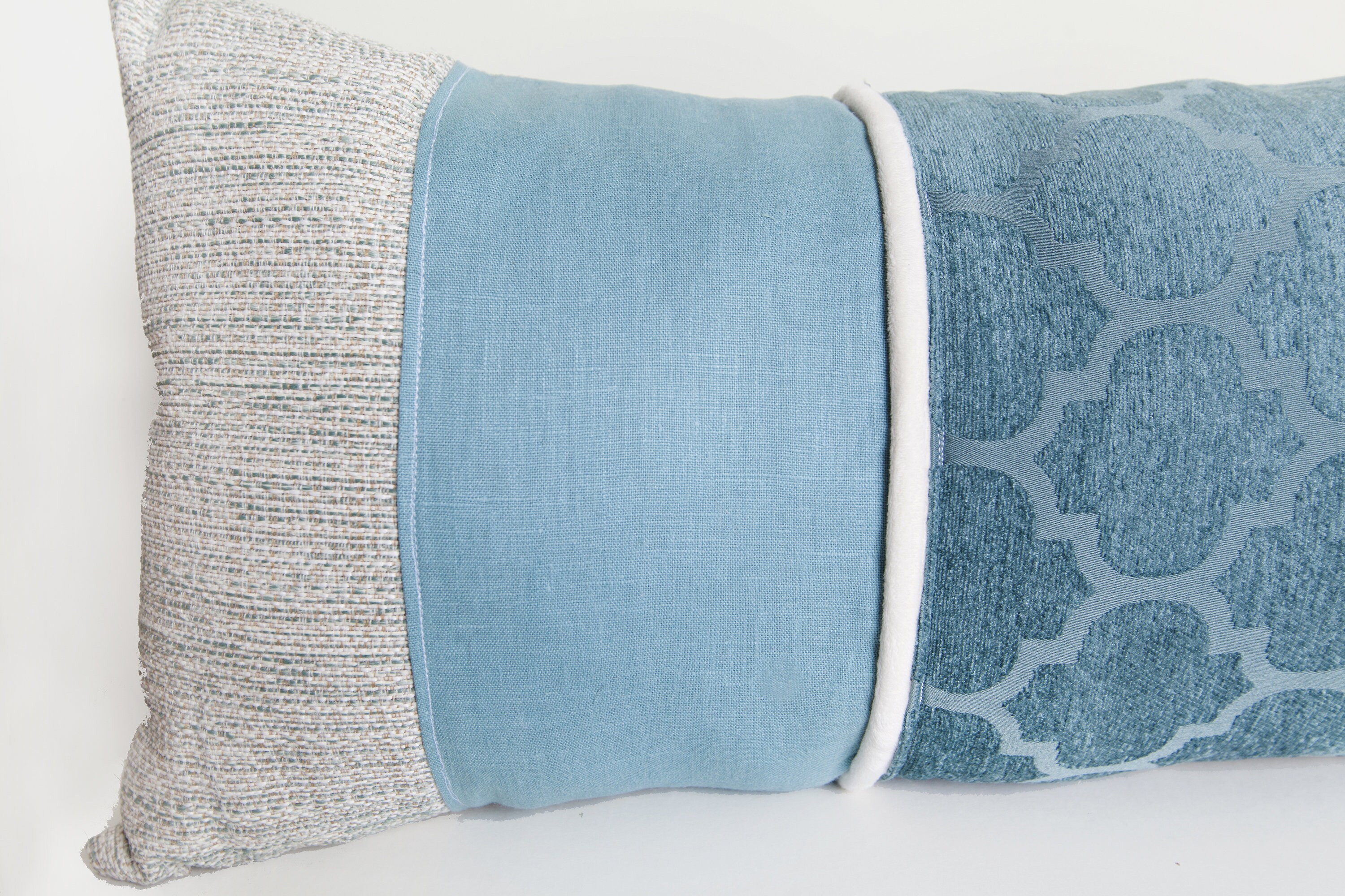 Teal Blue Lumbar Pillow Bedroom Pillow Long Bed Pillow Boho Etsy