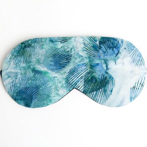 Peacock Feather Eye Sleep, Cotton Sleeping Mask, Teal, Sleep Aid, Gift for New Mom, Blindfold image 4