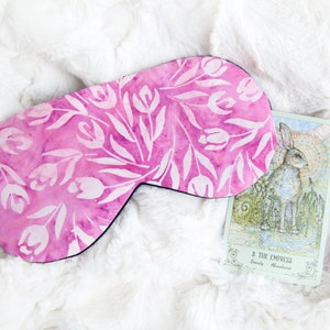 Pink Tulip Sleep Mask, Floral Sleeping Mask, Cotton Blindfold, Gift for Her, Under 20 image 6