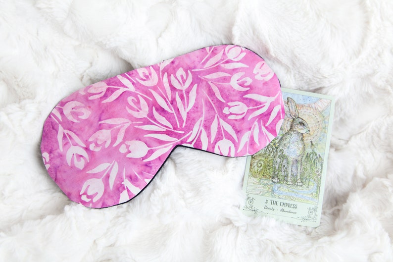 Pink Tulip Sleep Mask, Floral Sleeping Mask, Cotton Blindfold, Gift for Her, Under 20 image 6