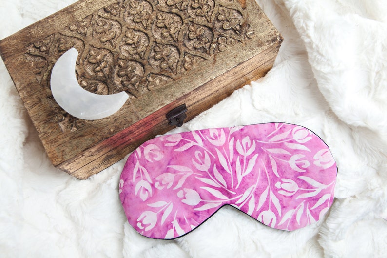 Pink Tulip Sleep Mask, Floral Sleeping Mask, Cotton Blindfold, Gift for Her, Under 20 image 3