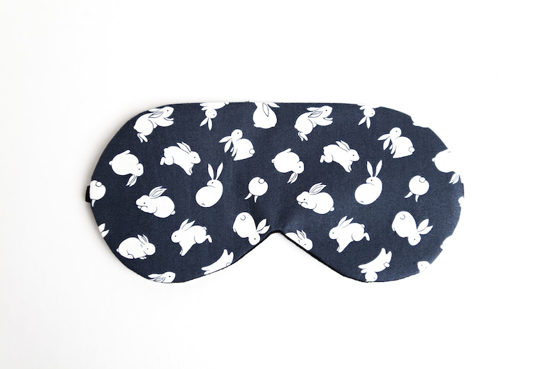 Bunny Sleep Mask, Rabbit Sleeping Mask, Navy Blindfold, New Mom Gift, Travel Eye Mask, Soft image 3