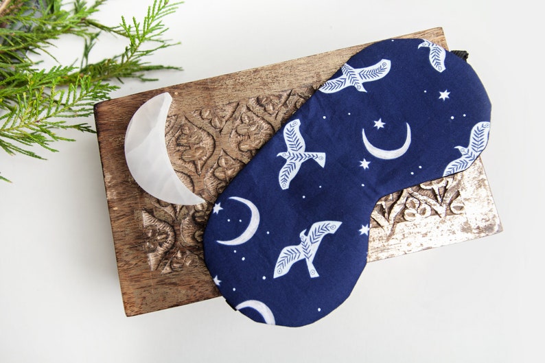 Moon Sleep Mask, Raven Sleeping Mask, Eye Mask, Self Care, Travel Gift image 1