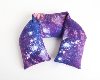 Celestial Gift, Cosmic Star Heat Pad,  Purple Outer Space Rice Pack, Lavender Heating Wrap,