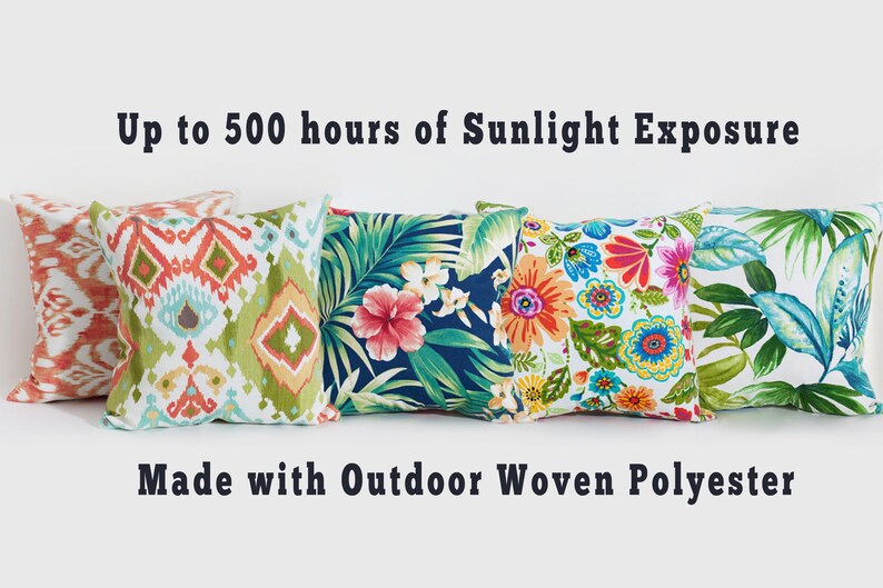 Tropical Blue Green Leaf Outdoor Pillows All Weather Pillow Etsy