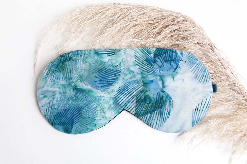 Peacock Feather Eye Sleep, Cotton Sleeping Mask, Teal, Sleep Aid, Gift for New Mom, Blindfold image 6