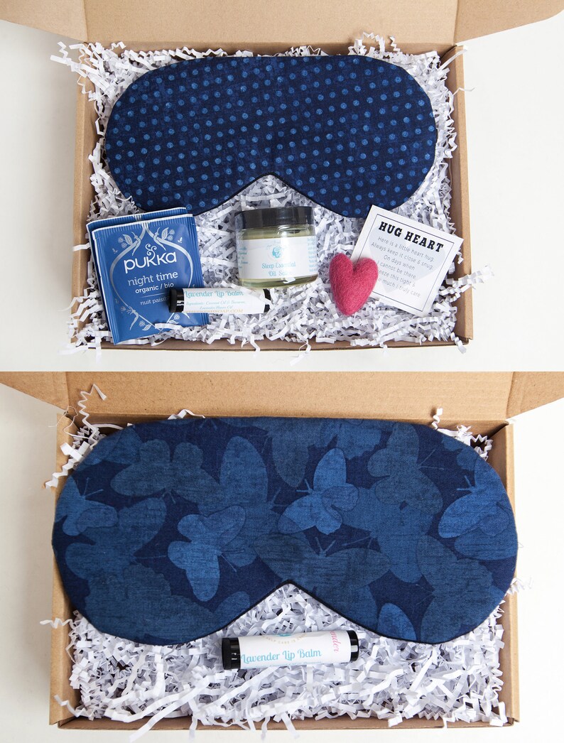 Sleep Mask Gift Set, Custom Gift Box, Bedtime Gift Set, Lavender Sleep Gift Box, Sleep Mask Set, Self Care Gift Box Set Lip