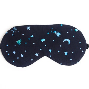Moon Sleeping Mask, Celestial Sleep Mask, Navy Stars, Cotton Sleep Aid, Adjustable Eye Mask, Gift for New Mom Dad, Wellness Gift image 4