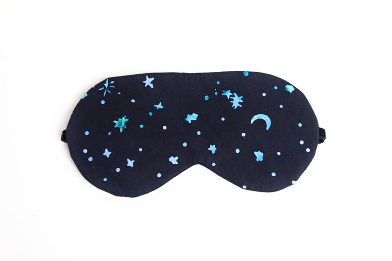 Moon Sleeping Mask, Celestial Sleep Mask, Navy Stars, Cotton Sleep Aid, Adjustable Eye Mask, Gift for New Mom Dad, Wellness Gift image 4