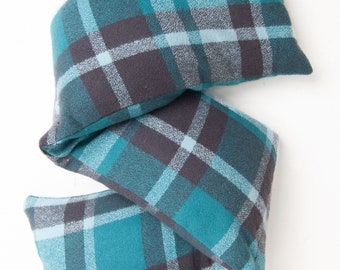 Teal Grey Plaid Heating Pad,  Microwaveable Heat Wrap, Cozy Gift, Cold Weather Gift, Comfort Gift for Dad