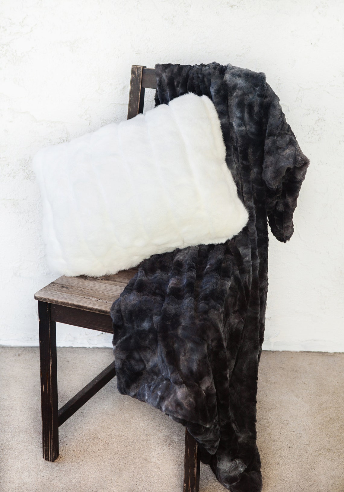 Black Rabbit Faux Fur Throw Blanket Etsy