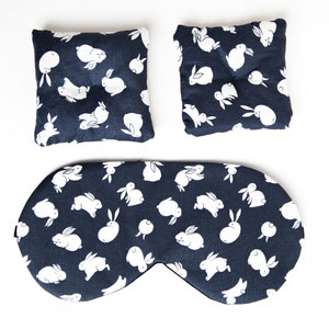 Bunny Sleep Mask, Rabbit Sleeping Mask, Navy Blindfold, New Mom Gift, Travel Eye Mask, Soft image 7