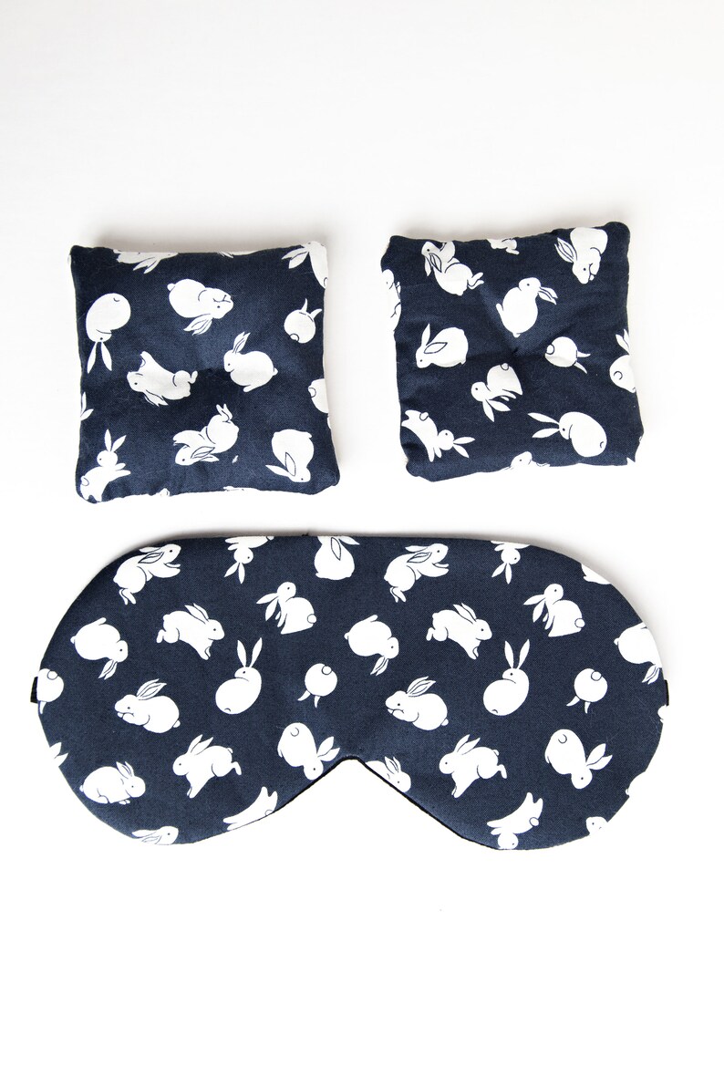 Bunny Sleep Mask, Rabbit Sleeping Mask, Navy Blindfold, New Mom Gift, Travel Eye Mask, Soft image 7