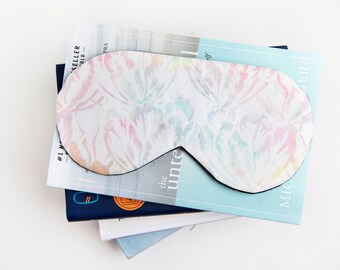 White Tulip Sleep Mask, Pastel Rainbow, Sleeping Mask for new mom, Sleep Wellness Gift, Self Care