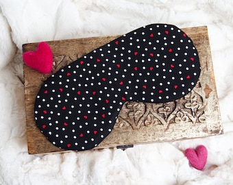 Black Heart Sleeping Mask, Valentines Gift for Her, Gift under 25, Sleep Mask, Blindfold