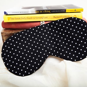 Polka Dot Sleep Mask, Wedding Sleep Mask, Cotton Sleep Mask Set, Eye Mask, Travel Mask, Blindfold, Black White, Pin Dot image 9