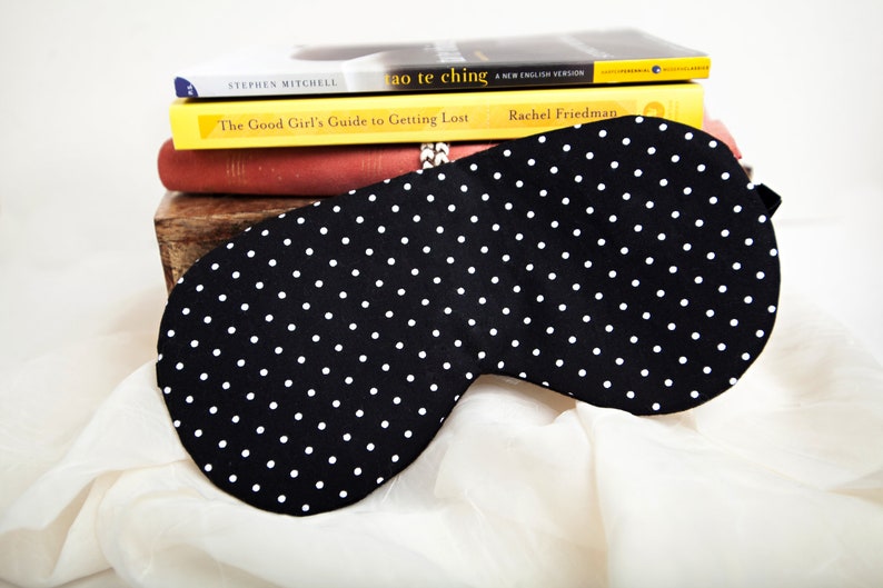 Polka Dot Sleep Mask, Wedding Sleep Mask, Cotton Sleep Mask Set, Eye Mask, Travel Mask, Blindfold, Black White, Pin Dot image 9