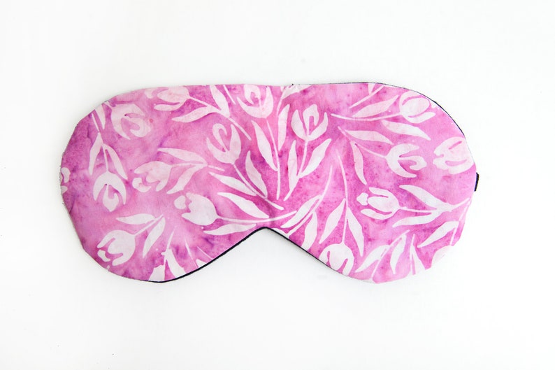 Pink Tulip Sleep Mask, Floral Sleeping Mask, Cotton Blindfold, Gift for Her, Under 20 image 4