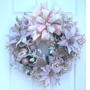 LUXURY PINK CHAMPAGNE Wreath to add some sparkle for your front door decor.