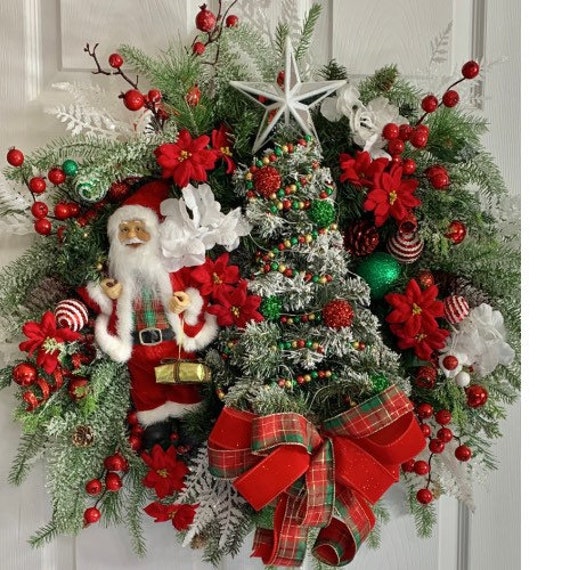 CHRISTMAS SANTA WREATH decor for your front door