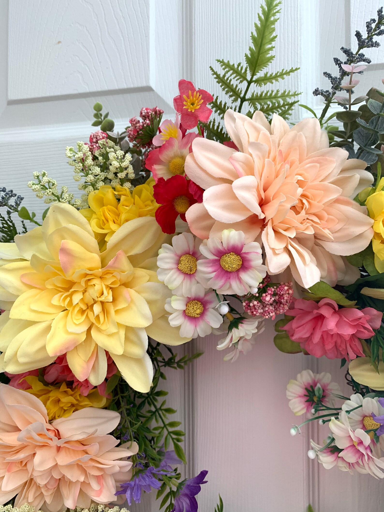 SPRING SUMMER FLORAL Wreath, Front Door Grapevine - Etsy