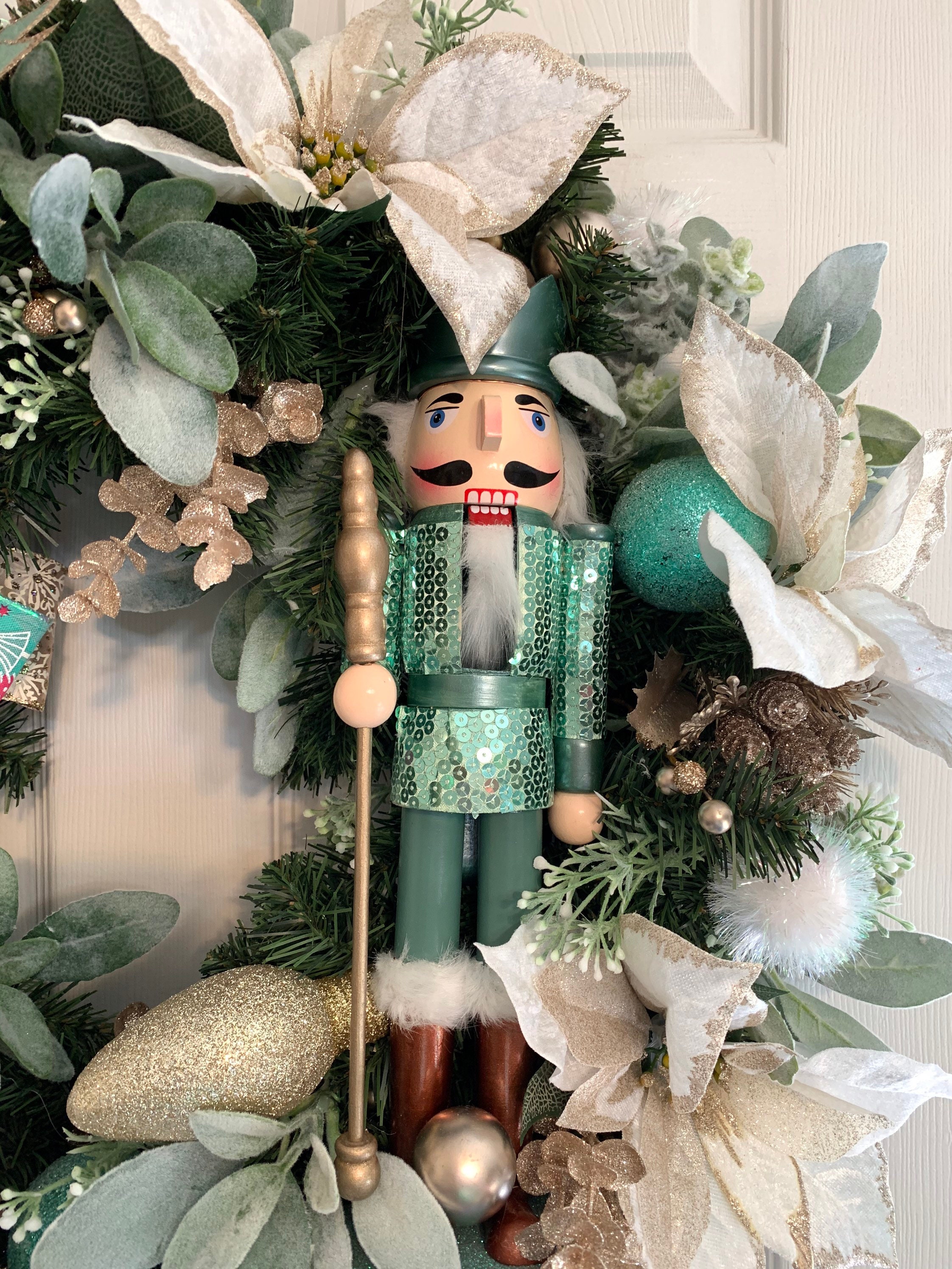 TEAL NUTCRACKER WREATH for Your Front Door Etsy