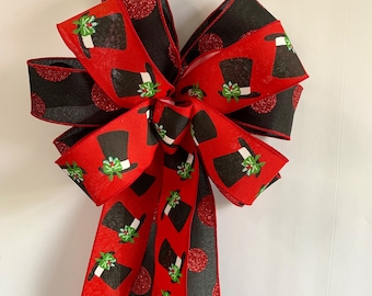 RED BLACK TREE topper bow for your wreath