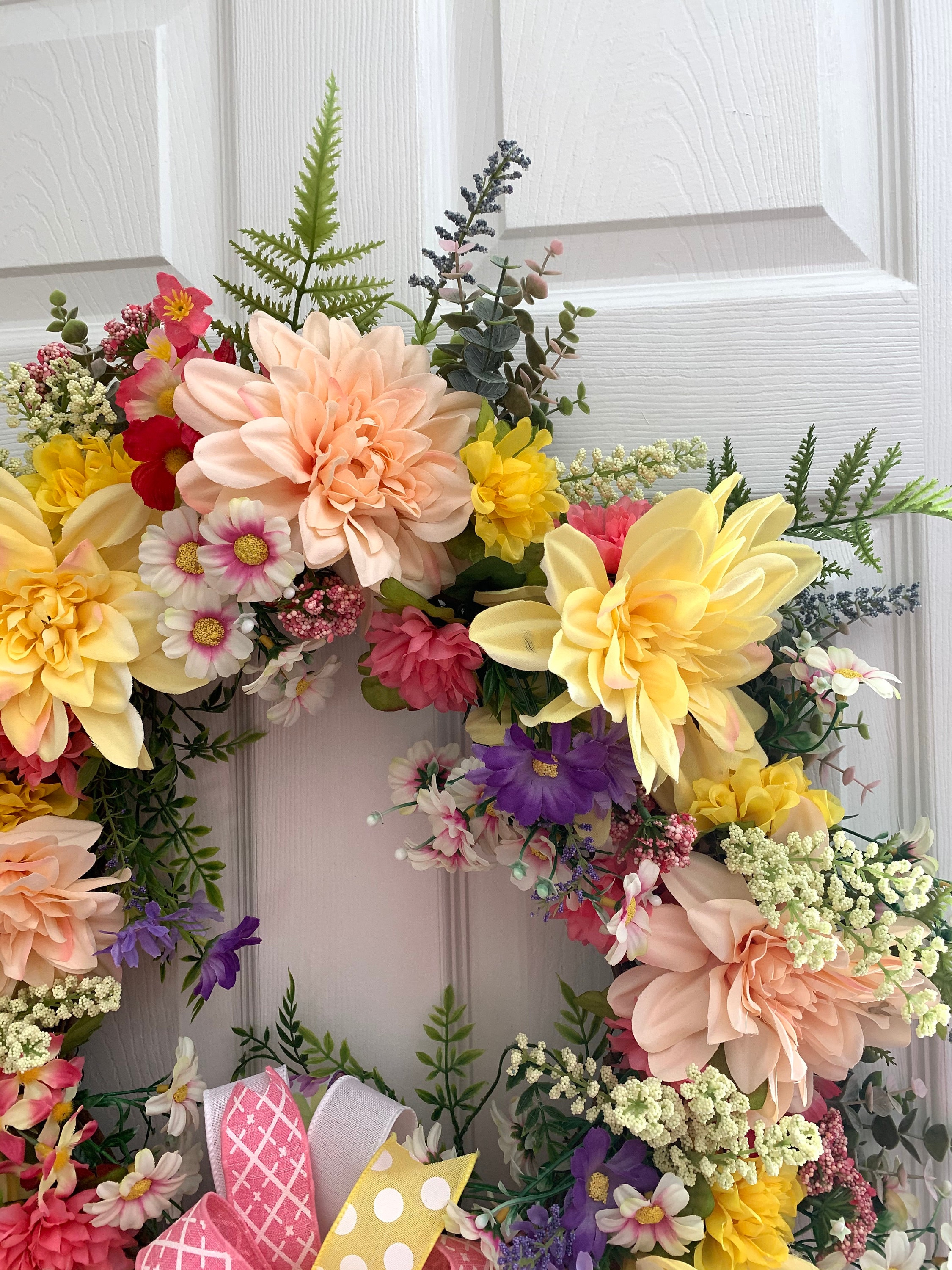 SPRING SUMMER FLORAL Wreath, Front Door Grapevine - Etsy