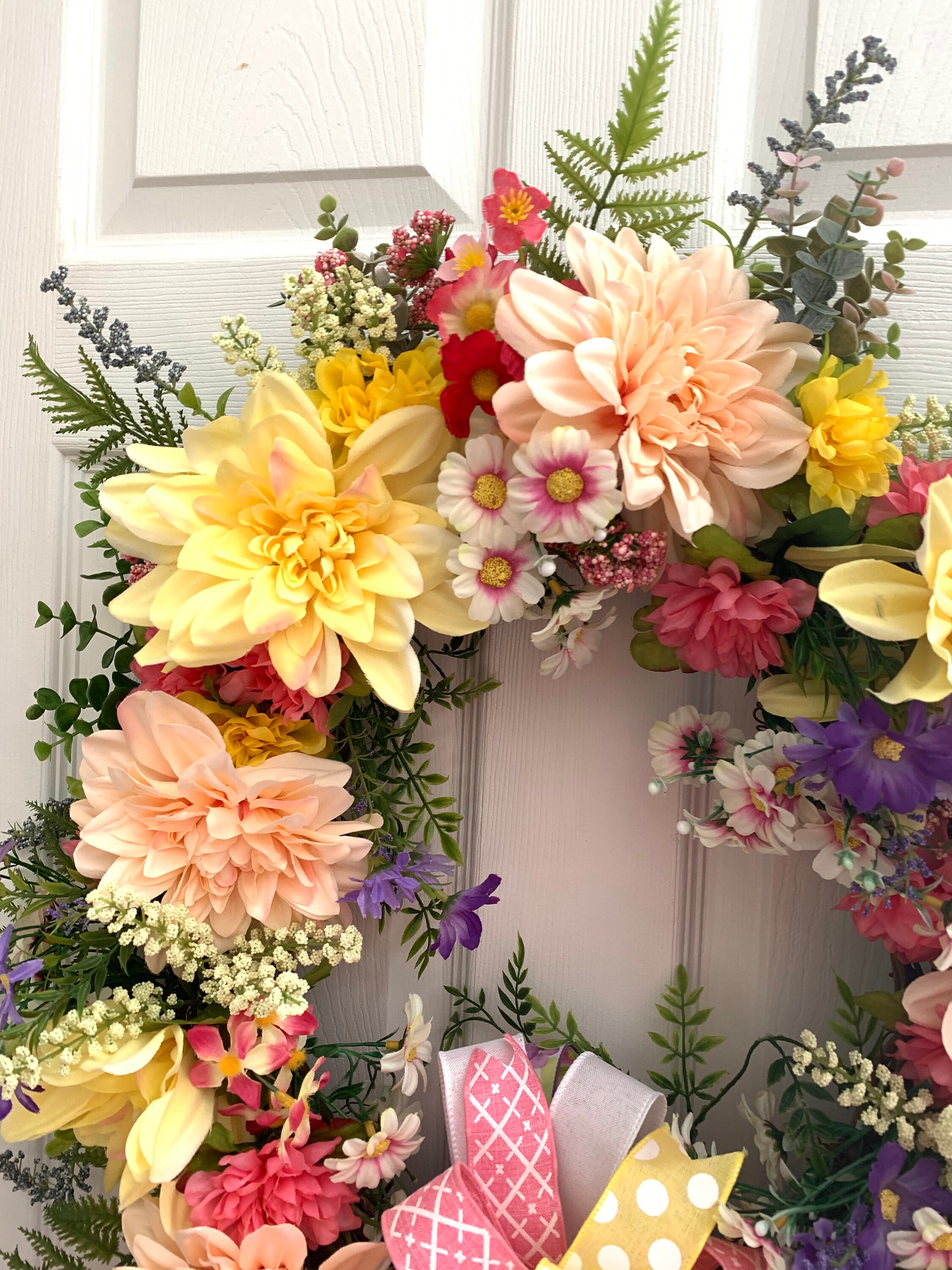 SPRING SUMMER FLORAL Wreath, Front Door Grapevine - Etsy