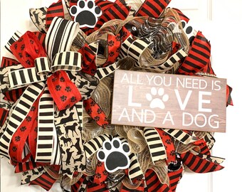 DOG WREATH FRONT Door Decor