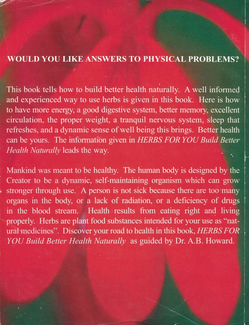 Herbs For You Build Better Health Naturally Dr. A. B. Howard Etsy