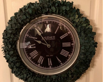 Natural Dried Eucalyptus Clock; Dried Flower Clock; Unique Flower Clock; Eucalyptus Natural Dried Wreath; Eucalyptus Wall Art; Vintage Clock