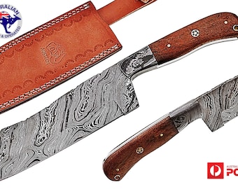 Damascus Steel Custom Handmade 12" Kitchen Chef Cleaver Knife Walnut Wood X35D1